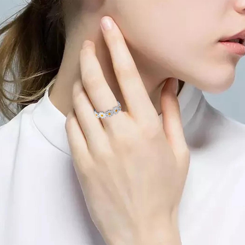 Cincin Bunga Daisy Gaya Korea Trendi Untuk Wanita Manis Lucu Jari Cincin Lamaran Pernikahan Perhiasan Halus Hadiah