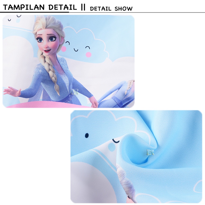 LNR Shop Jaket Anak Perempuan Motif Frozen Elsa Lengan Panjang Dengan Topi Import Terbaru Sweater Outerwear Outer Hoodie Mantel Resleting Mantel Bertudung Bahan Parasut Halus Baby Coats Girls