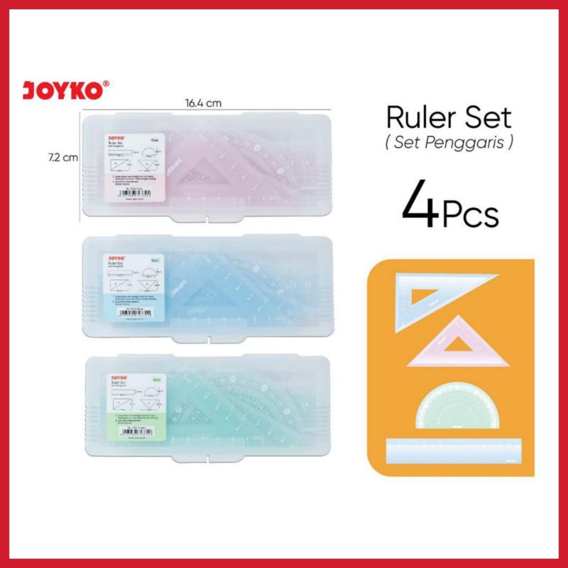 

SET PENGGARIS PLASTIK JOYKO 4 IN 1 / SET RULER JOYKO RL-PS3