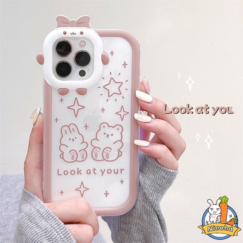 IPHONE Casing Kompatibel Untuk Iphone14 13 12 11 Pro Max X Xr Xs Max7 8 6 6s Plus Se2020Kacamata Kecil Lensa Phone Case Beruang Coklat Shockproof Glossy Silikon Soft Case Cover Pelindung