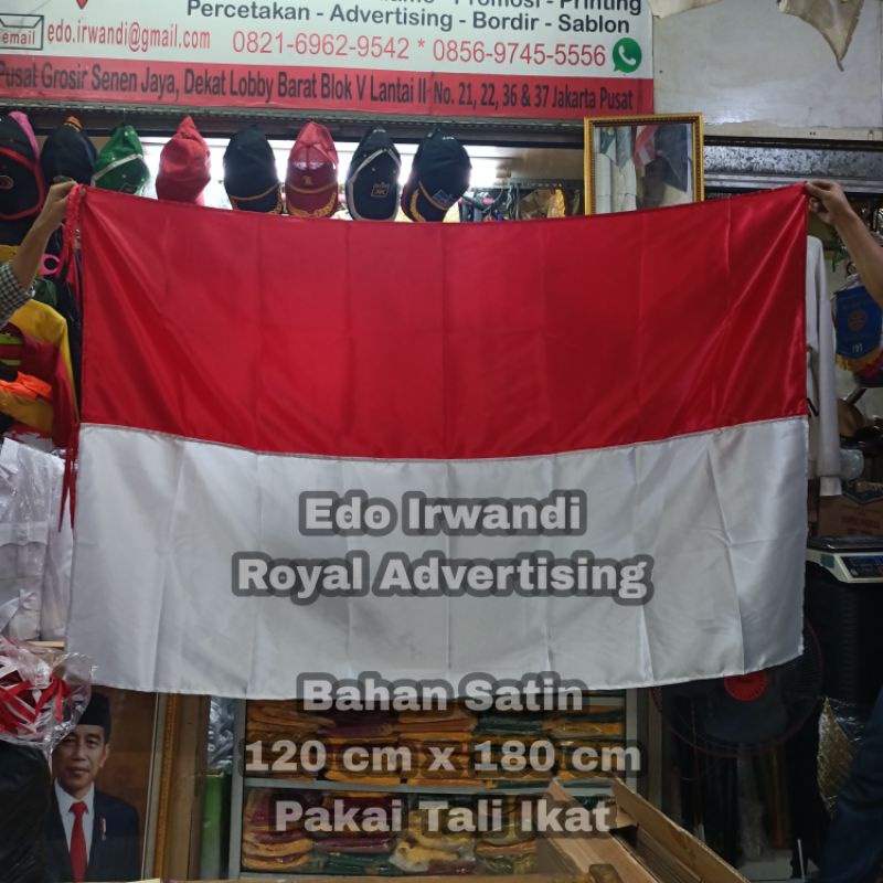 

Bendera Merah Putih Ukuran 120 cm x 180 cm Bahan Satin Pakai Tali Ikat Ready Stock Berkualitas