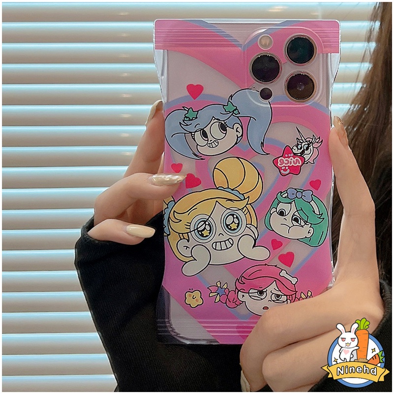 IPHONE Casing Kompatibel Untuk Iphone14 13 12 11 Pro Max X Xr Xs Max8 7 6 6s Plus Se2020 Candy Snack Bag Case Kartun Cinta Kecil Policewoman Phone Silicone Soft Case Cover Pelindung