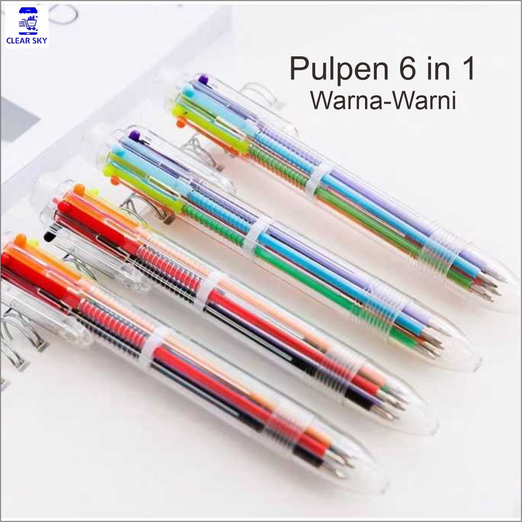 

Pulpen 6 in 1 Pena Bolpoin Warna-Warni Multi Colored Pen