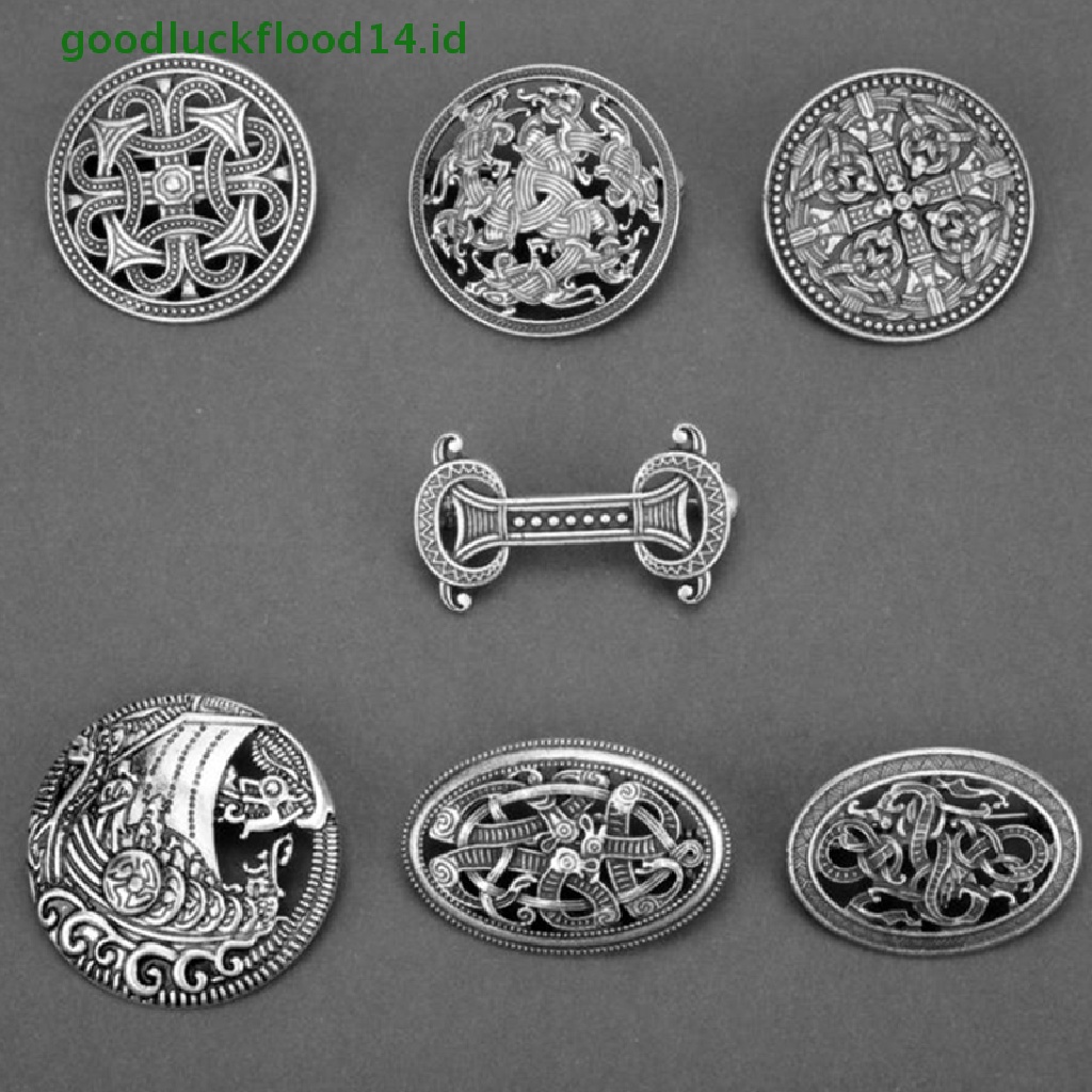 [GOOGFOUR] 1pc Viking Pertengahan Perisai Bros Pin Jubah Selendang Pin Celtic Norse Jewellery [Atas]