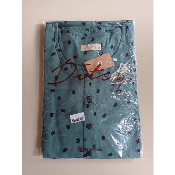 Ditsy Cat Teal Size M