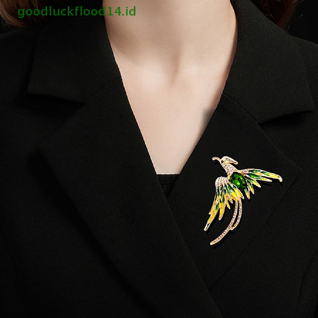 [GOOGFOUR] 1 Pcs Kristal Phoenix Burung Bros Untuk Wanita Pria Enamel Warna-Warni Burung Bros Pakaian Syal Klip Kerah Manset Pin Berlian Imitasi Bros Hadiah [TOP]