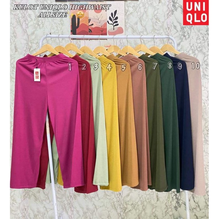 Kulot Rib Uniqlo Highwaist Stretchy/Melar - Kulot Panjang Wanita