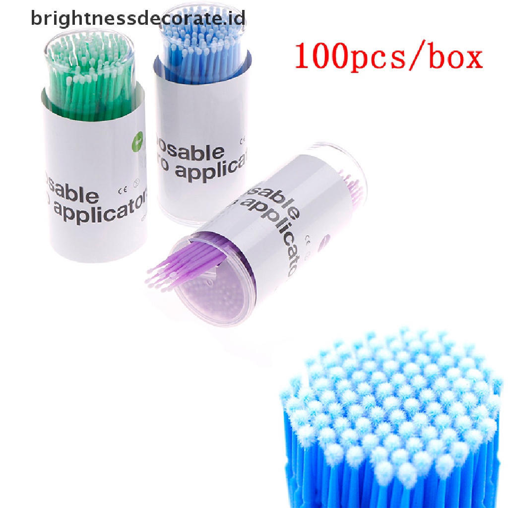 [Birth] 100pcs Aplikator Swab Sekali Pakai Micro Brush Eyelashes Extension Maskara Tools [ID]