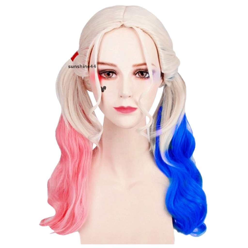 Sunshine Suicide Squad Harley Quinn Cosplay Wig Indah Aksesoris Halloween.