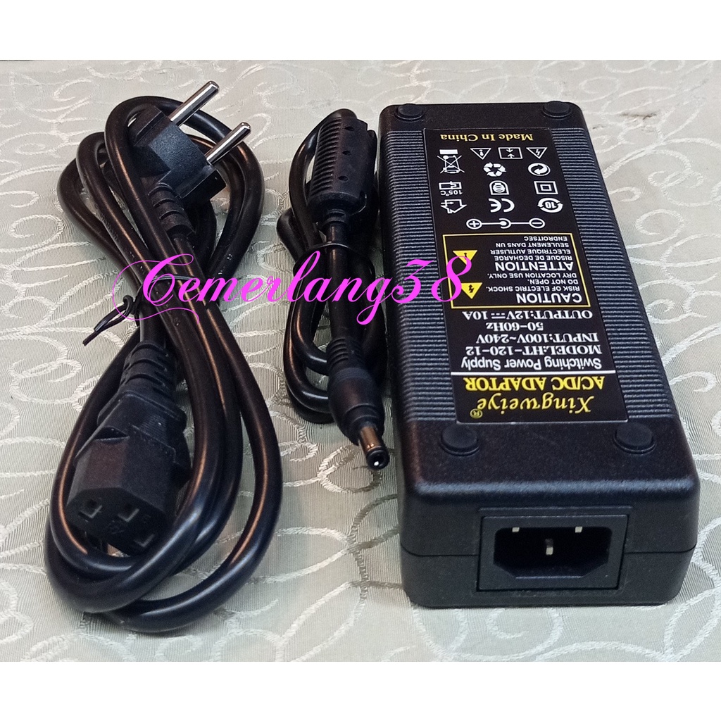 Adaptor 12V 10A  Switching Adapter 12 V 10 A + Kabel Power Suply PSU