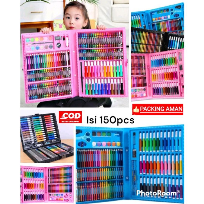 

(BISA COD)Cryon Set 150 pcs/Pensil Menggambar Dan Mewarnai/Kado ulang Tahun