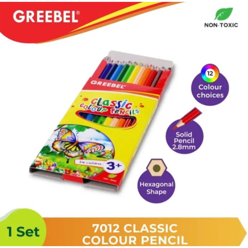 

Pensil Warna Klir Kayu GREEBEL 12 warna Panjang dan Pendek