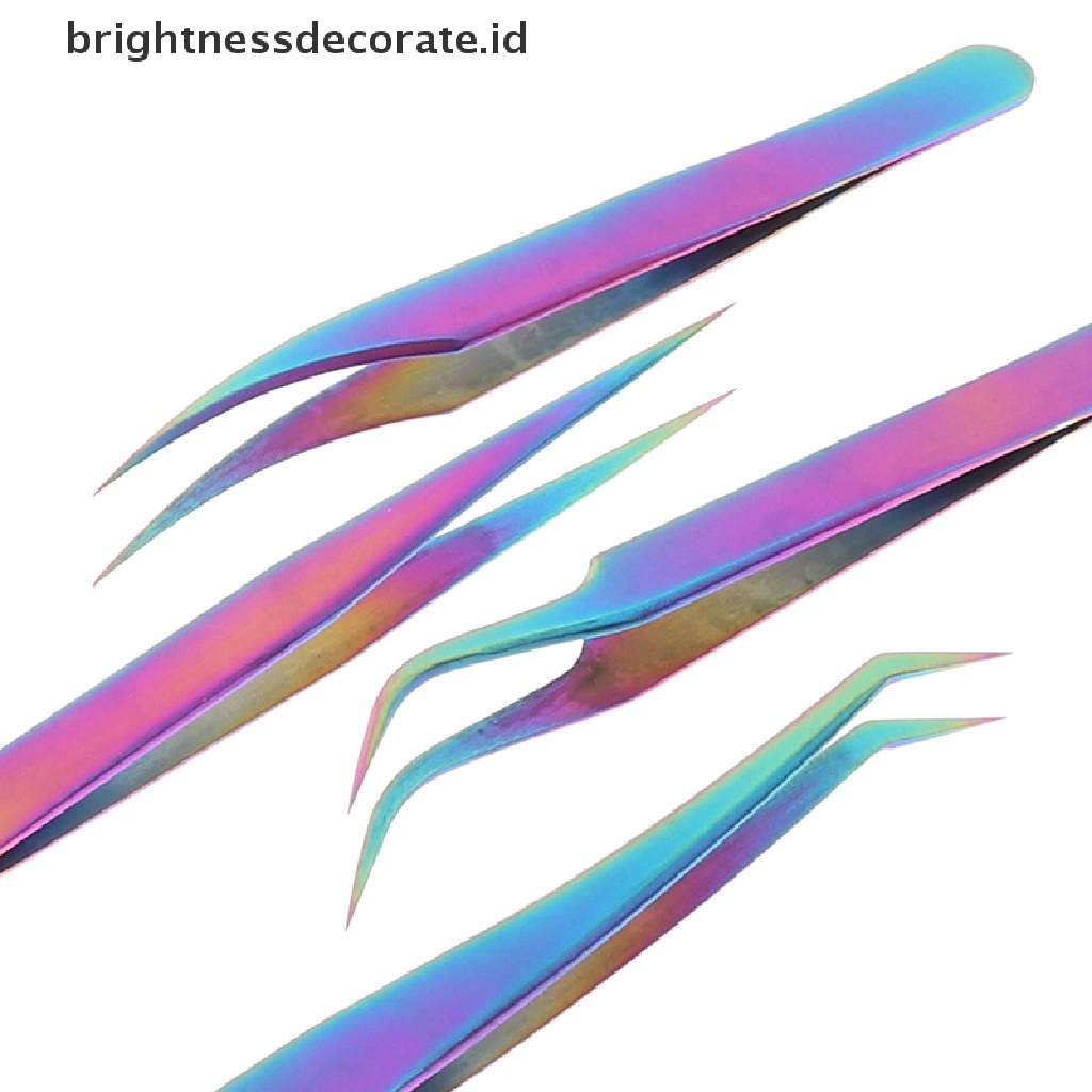 [Birth] 4pcs Set Pinset Ekstensi Bulu Mata Profesional Chameleon Tweezer Kit [ID]