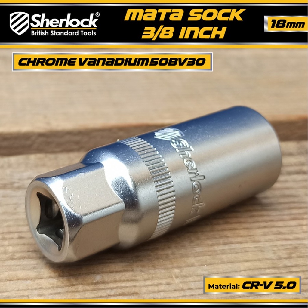 Mata Sock Kunci Busi 3/8 &quot; Drive x 18 mm Spark Plug Socket Sherlock