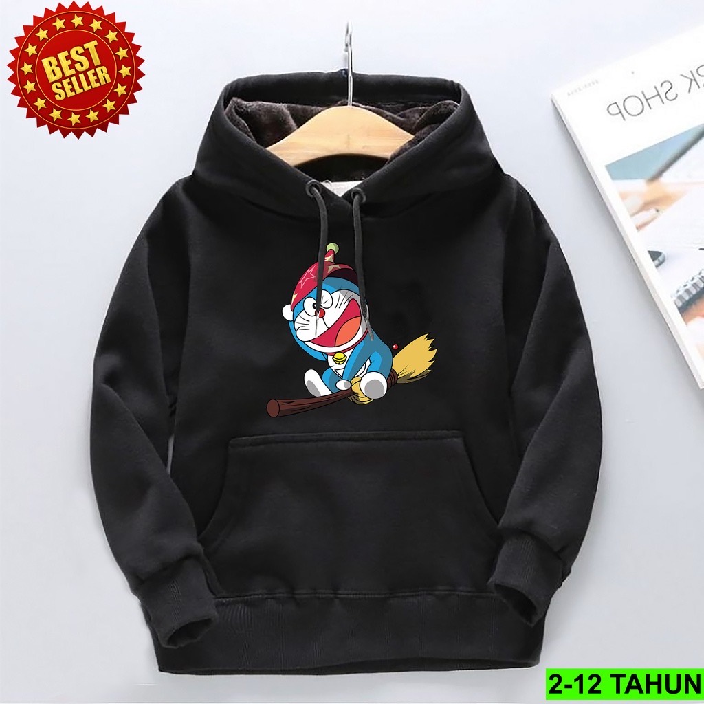 Jumper Hoodie Anak  DORAEMON II Jaket Hoodie Anak Viral Bahan Fleece Sz M - XL ( Laki Laki &amp; Peremepuan )