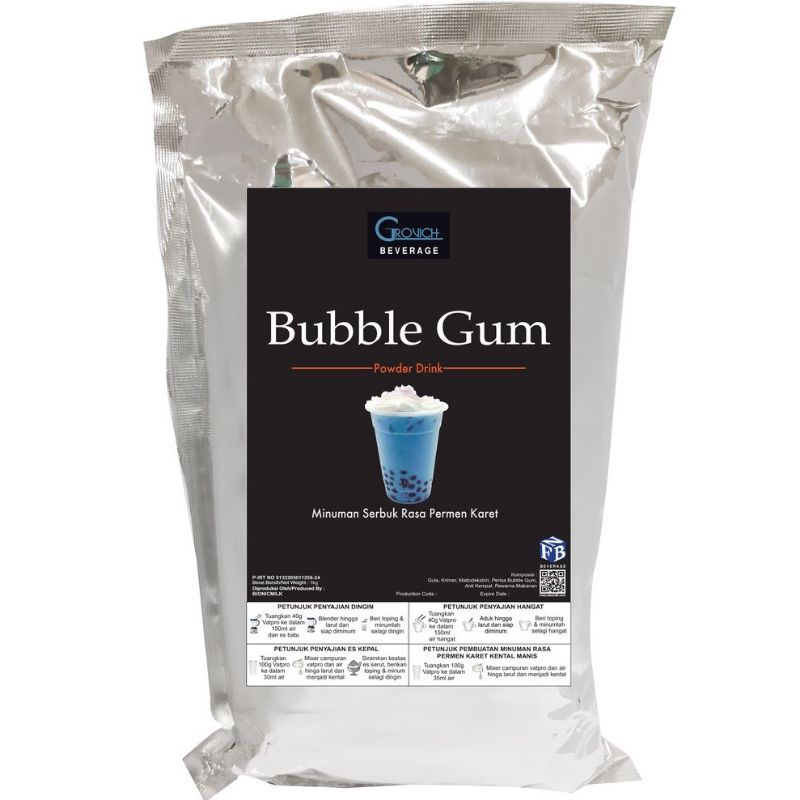 

Bubuk Minuman Premium Bubble Gum 1 Kg Minuman Bubble kekinian latte Drink PREMIUM Rasa Bubble Gum