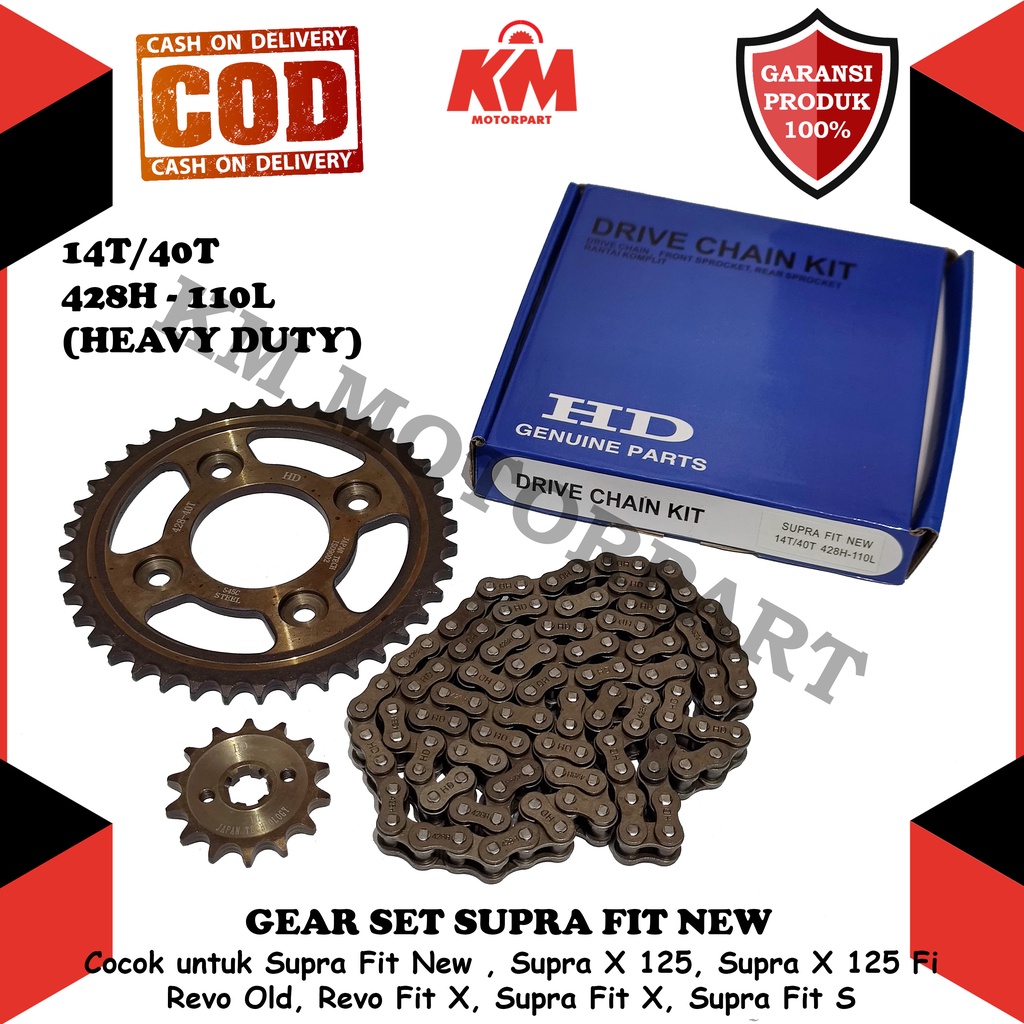 Gear Set Supra Fit New Supra X 125 Revo Old Revo Fit Revo 110 Paket Gir dan Rantai