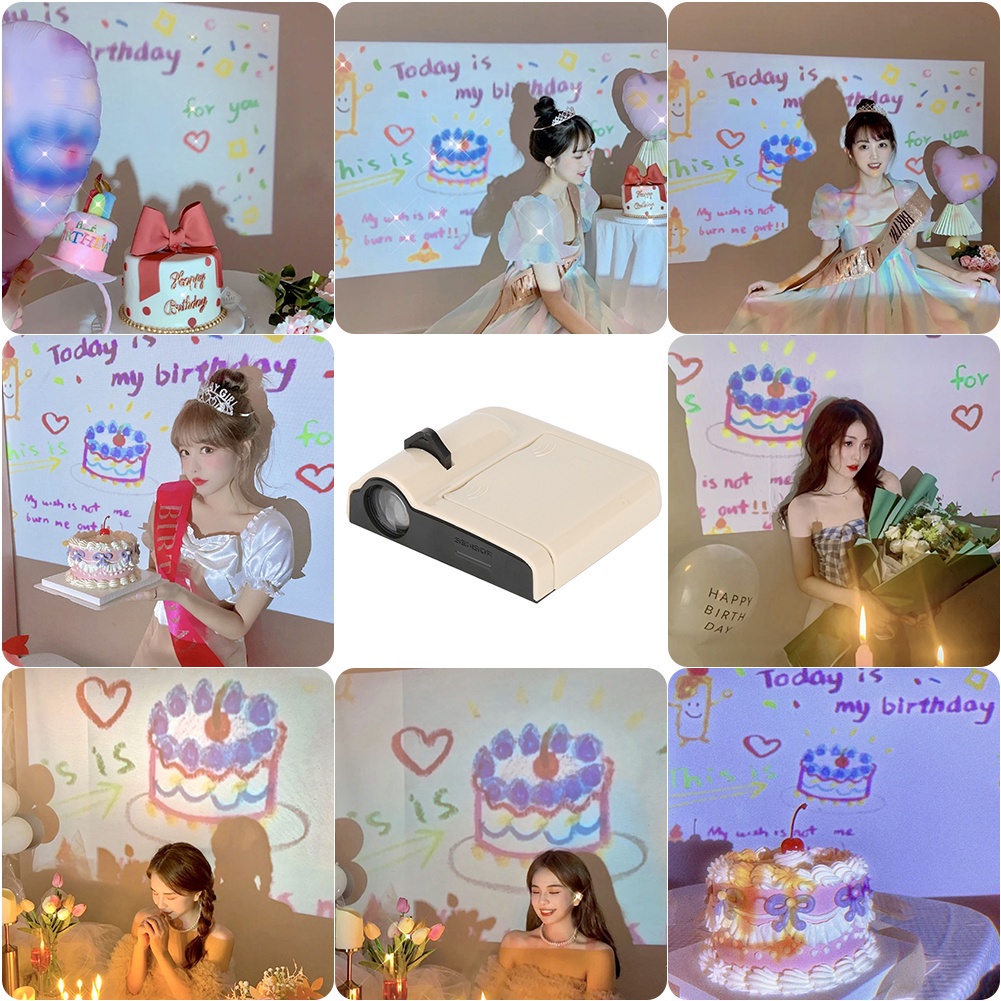 Happy Birthday Projector Party Lamp Cute Birthday Gift Idea HBD Photo Prop Decoration