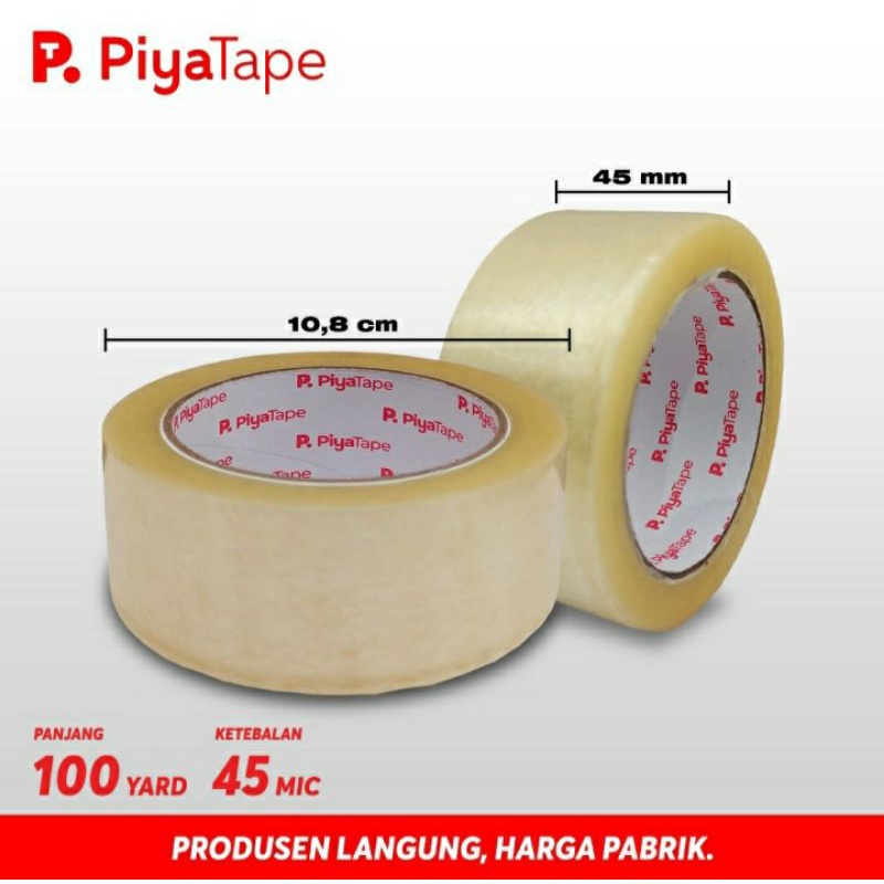 

PROMO MURAH PIYA Tape Lakban Bening 45 mm x 100 yard Murah Berkualitas.