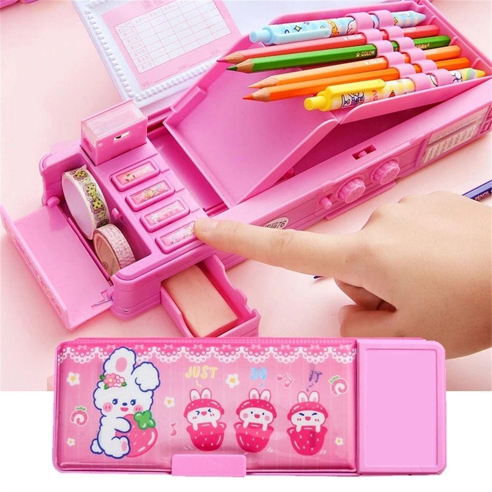 MXBEAUTY Kotak Pensil Alat Tulis Multifungsi Mekanik Deformation Kombinasi Kunci Plastik Kartun Pencil Case