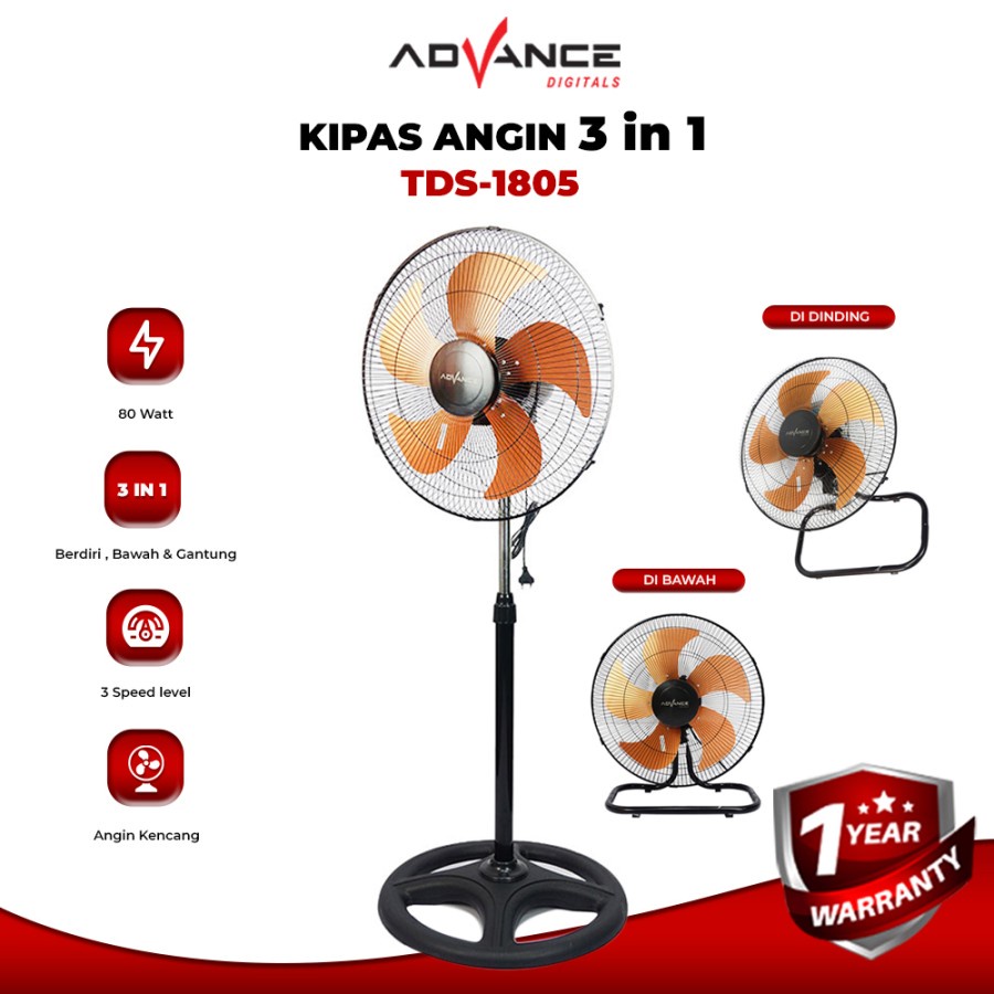 Advance Kipas Angin Besi 3 IN 1 TDS-1805 / TDS-18 / TDS 16 / TDS 12