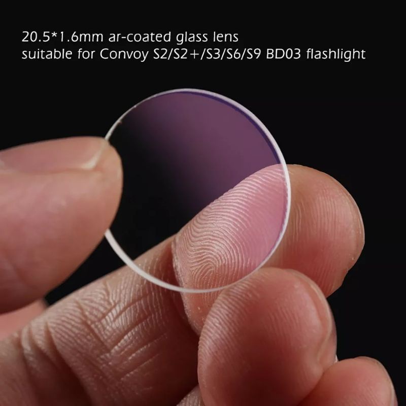 Lensa Kaca Dengan AR- Coating 20,5*1.6mm Untuk Senter Convoy S2+ S3 S15