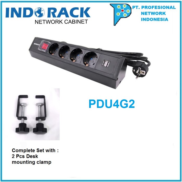 Port Indorack Pdu4G2 Desktop Pdu 4Outlet Germany & 2 Usb Port 2.1A