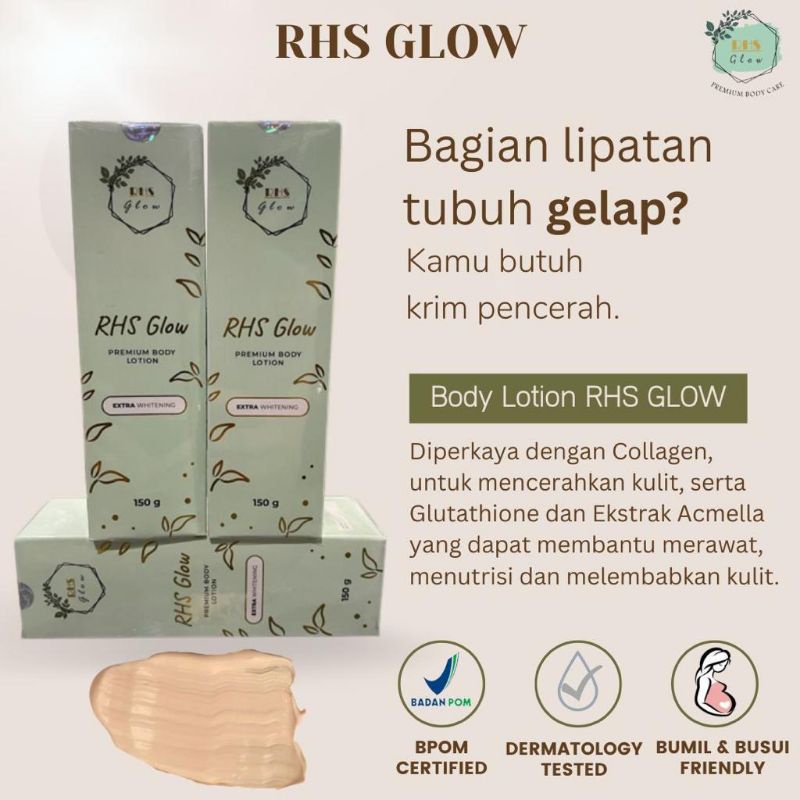 (ECER)RHS GLOW BODY LOTION EKSTRA WHITENING FREE GIFT