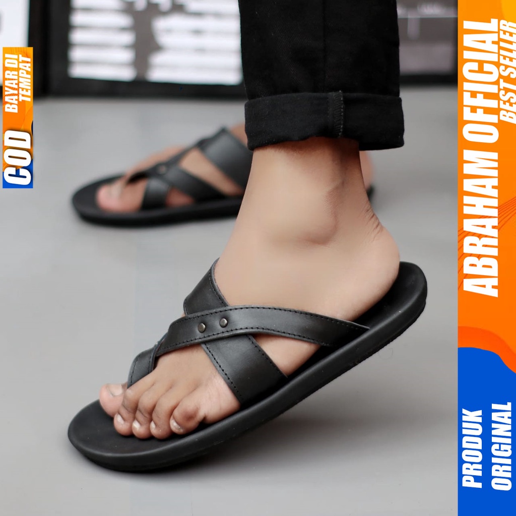 Sandal Kulit Pria Sendal Jepit Pria Original Abraham JAPIT