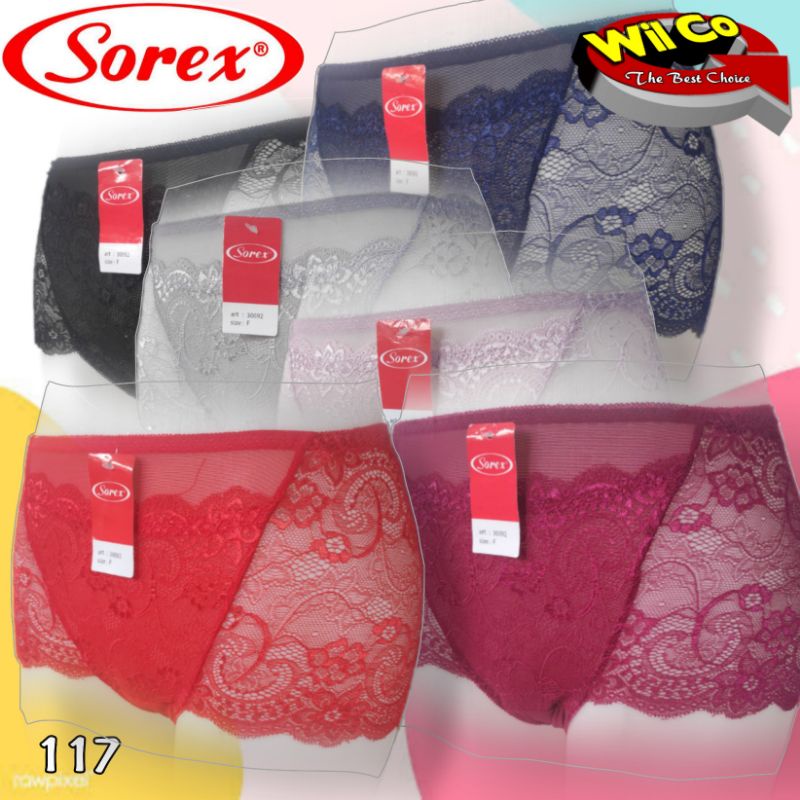 K117 - (Harga Per 1 Potong) CELANA DALAM WANITA PAKAIAN WANITA PAKAIAN DALAM SOREX BRUKAT SEMI TRANSPARAN FREE SIZE