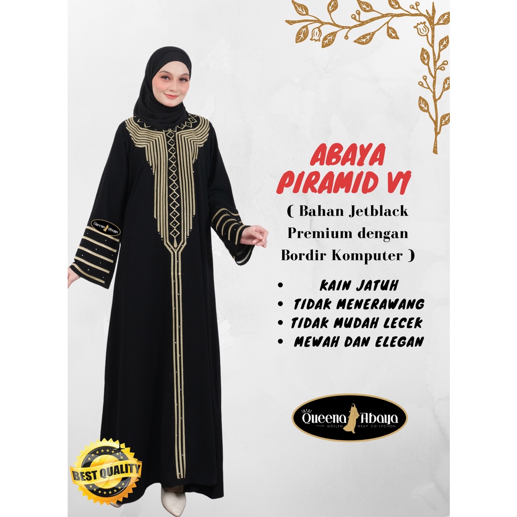 Abaya Gamis Hitam Dress Arab Saudi Bordir Turki Dubai Turkey Bordir Piramid 02 By Queena 09