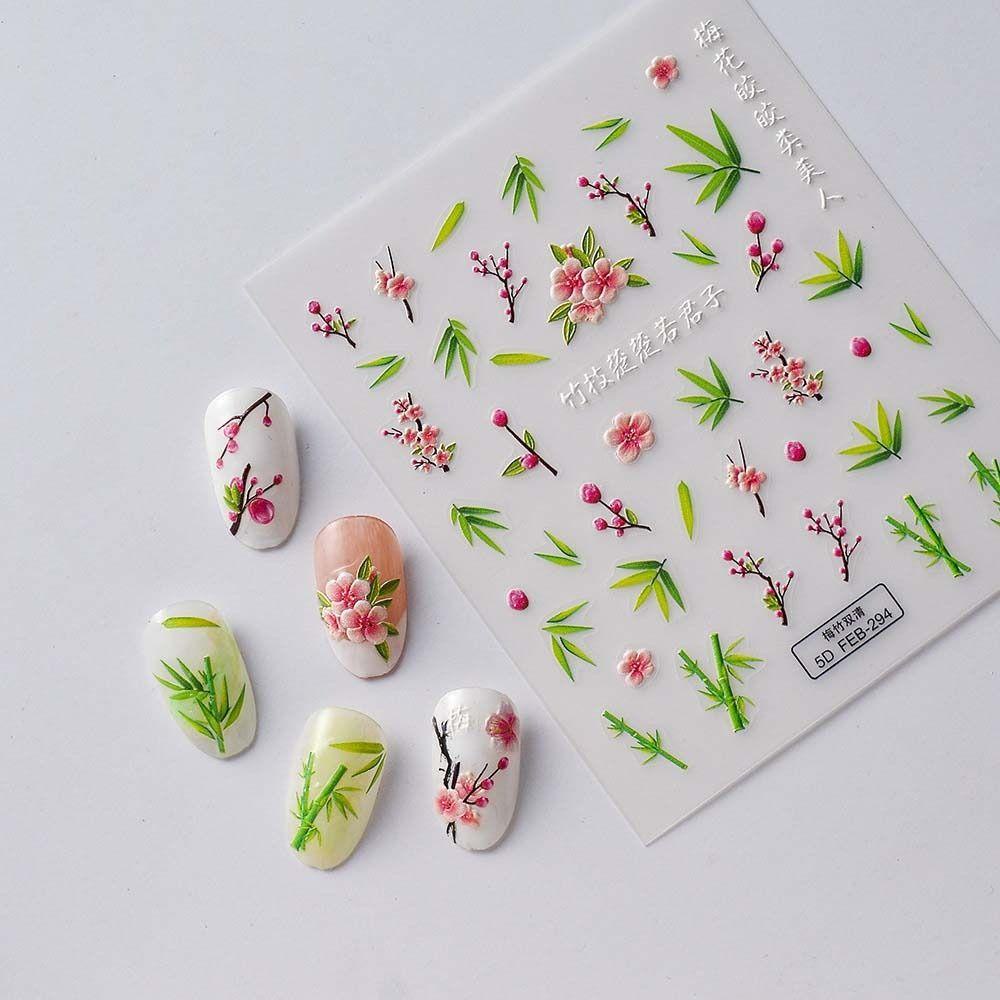 Needway   Stiker Kuku Cina DIY Nail Art Fashion Hutan Keramik Crane Karakter Cina Nail Art Dekorasi