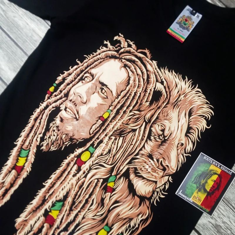 KAOS BOB MARLEY LION ZION RASTA BLACK