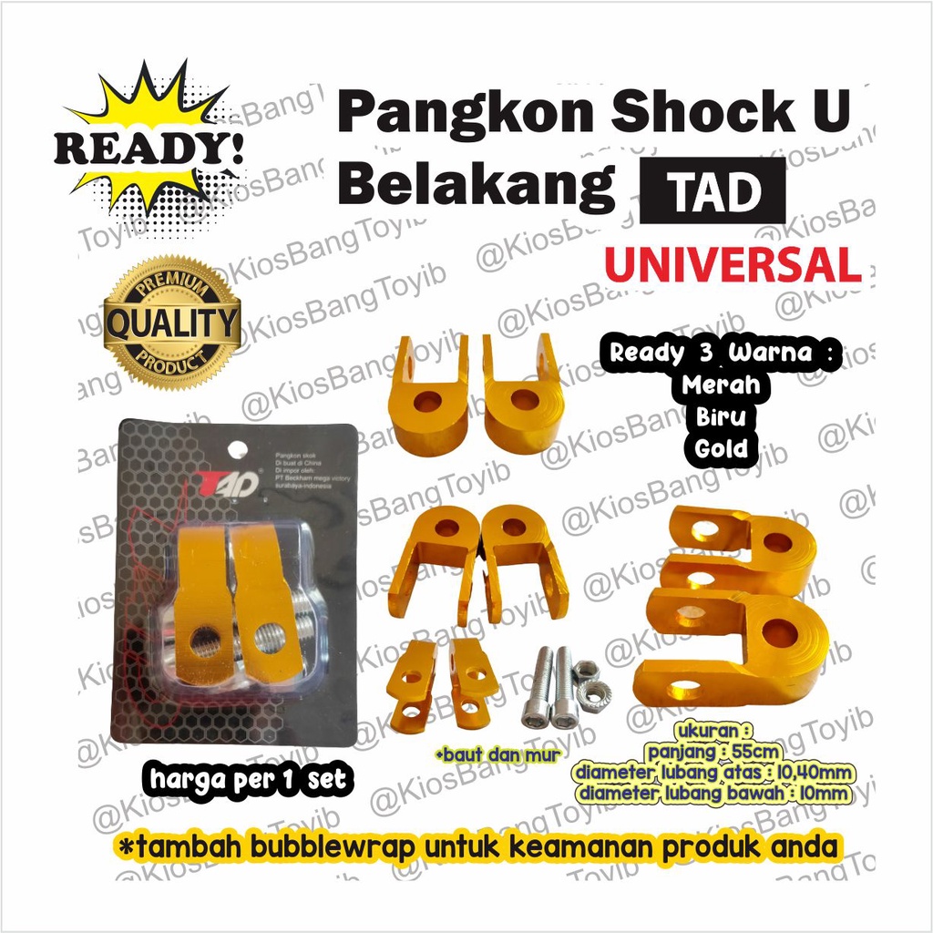 Pangkon Besi Peninggi Shock U Baut Skok Belakang Biru Gold Merah (TAD)