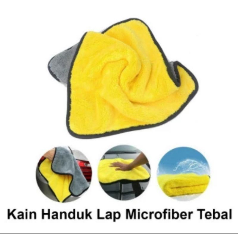 Kain lap kuning microfiber 2 sisi lap motor lap mobil serbaguna