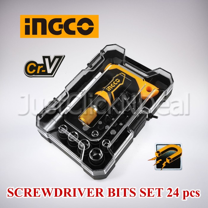 Ingco Obeng Kunci Sock Model T Set 24 Pcs Srewdriver Bits