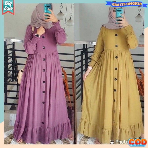 Baju Ghamis Import Dress Syari Murah Baju Lebaran Muslim Wanita Gmis Muslimah Polos Games Remaja Ter