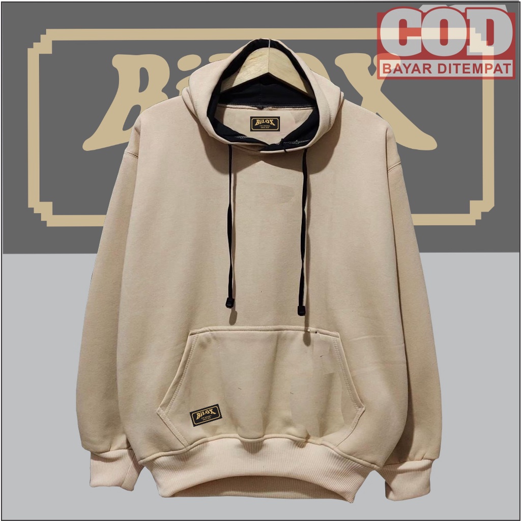 Sweater Hoodie Polos BILOX Pria Wanita Premium Distro Bandung Indonesia Authentic Hoodie Polos Jumbo Lengan Panjang Street Style Musim Dingin Bahan Katun