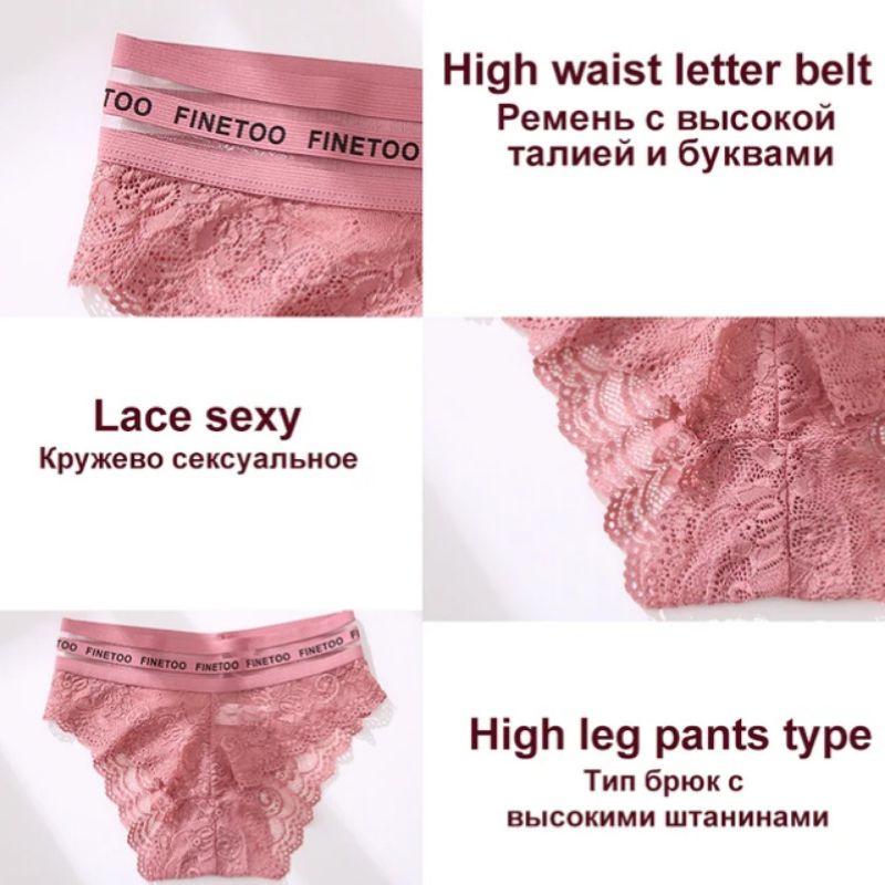 FINETOO FT52 Sexy Celana Dalam Wanita Brief Women Renda Elastis Panty Soft Full Lace