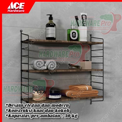 Rak Dinding 3 Tingkat Hitam Rak Gantung 3 Susun Hitam MASTERSPACE ACE HARDWARE