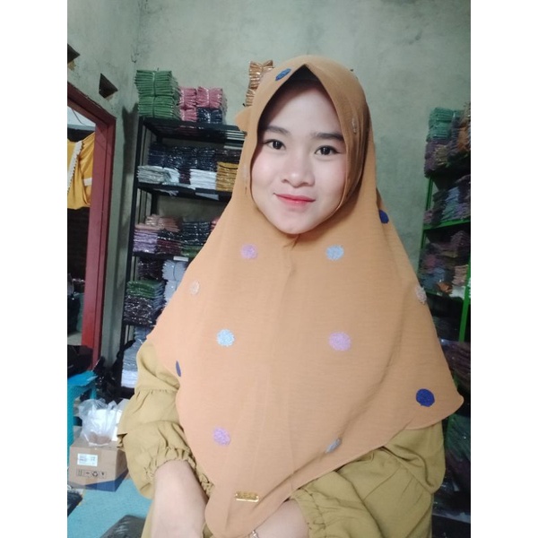 Hijab bergo KHR pet pompom crinkle airflow premium L