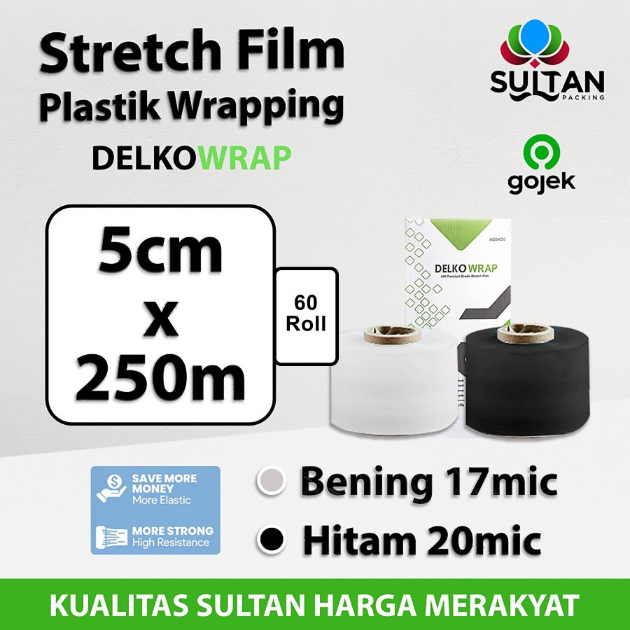 

Plastik Wrapping Stretch Film 5cm x 250m DELKOWRAP TERMURAH OJOL / DUS