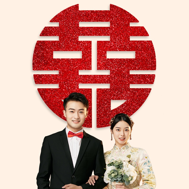 SUPER JUMBO TEMPELAN SHUANG XI GLITER BAHAN PREMIUM / TEMPELAN DEKORASI DINDING WEDDING / TEMPELAN SANGIT / TEMPELAN SHUANG XI