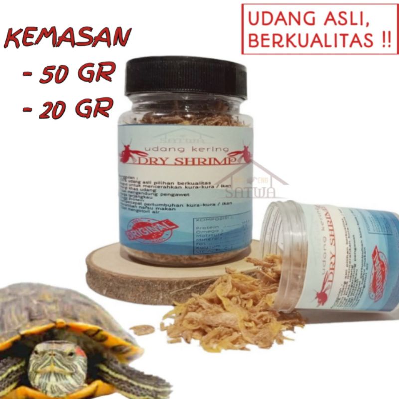 [50 GR] Makanan kura-kura brazil udang kering dry shrimp pakan kura air hijau damer ambon piput razor ast cst driedshrimp udang kering tawar pakan ikan murah