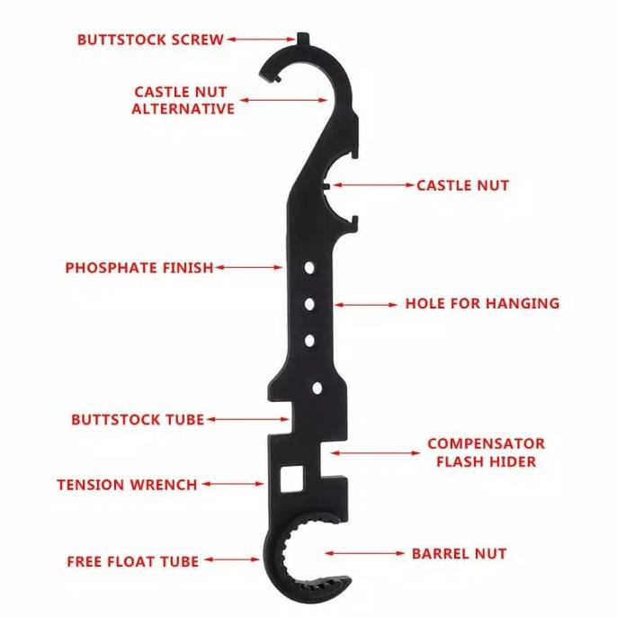 Kunci Deltaring Wrench Tool multi untuk tabung popor M4,Ar15, Predator