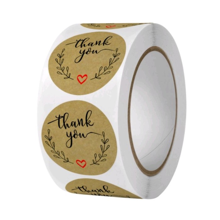 

%$%$%$%$] Stiker Thank You Roll Bulat Sticker Ucapan Terima Kasih Coklat Love