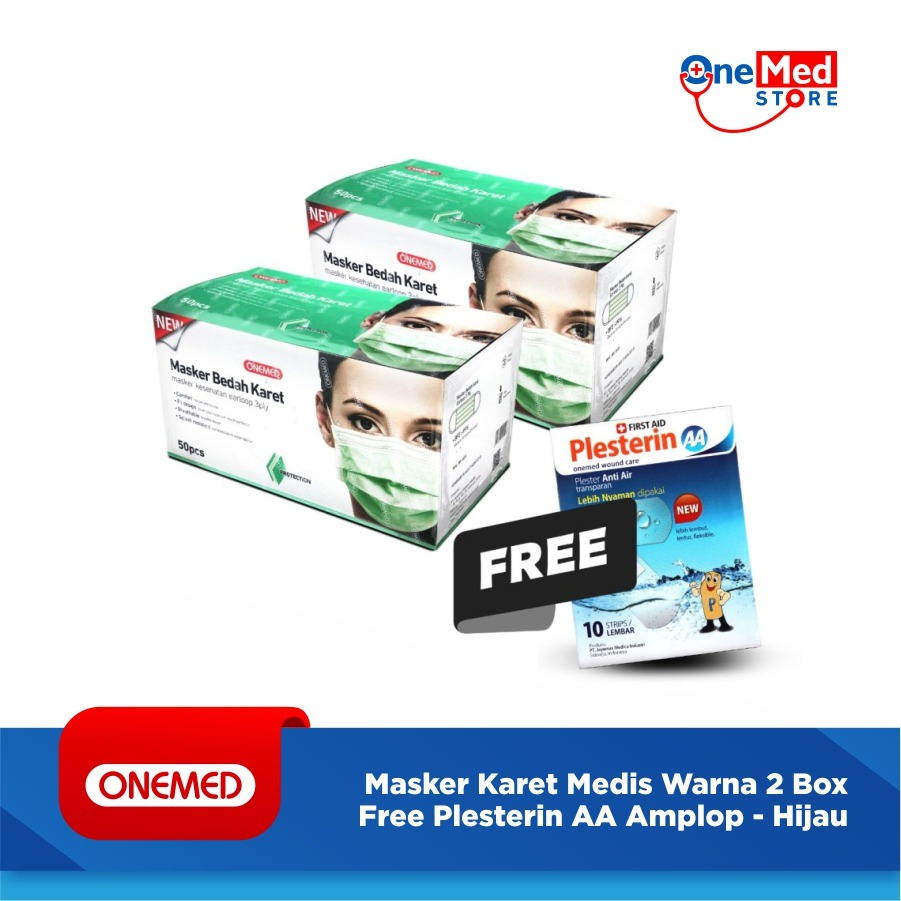 Masker Karet Medis Warna OneMed 2 Box Free Plesterin AA Amplop