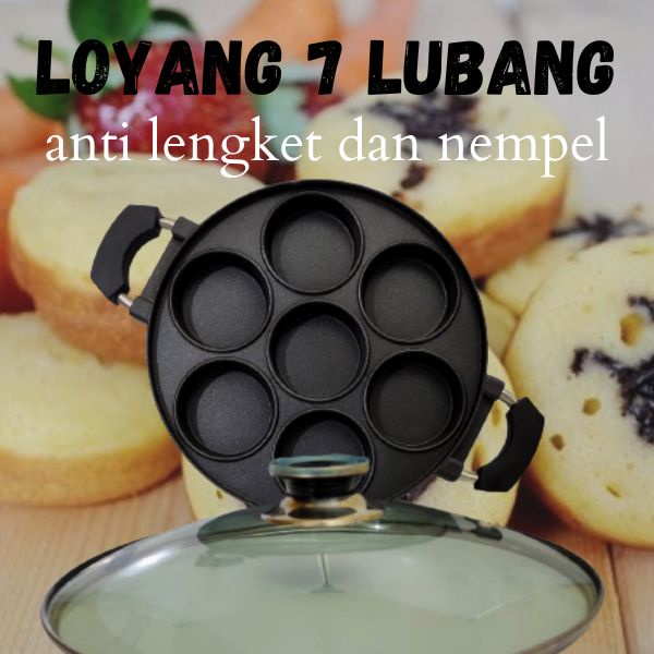 Cake Pan IDOLA 7 Lubang Datar Cetakan Kue Wajan Kue Loyang Kue Snack Maker