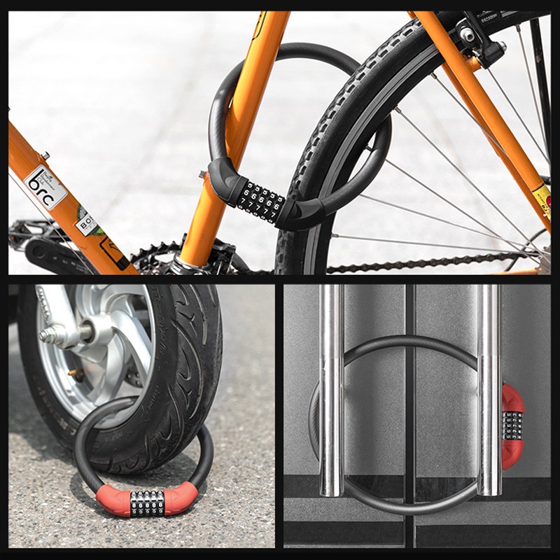 Rockbros Kunci Gembok Sepeda Bike Bicycle Lock Ring 40/63CM Portable Cable Lock Thicken Password