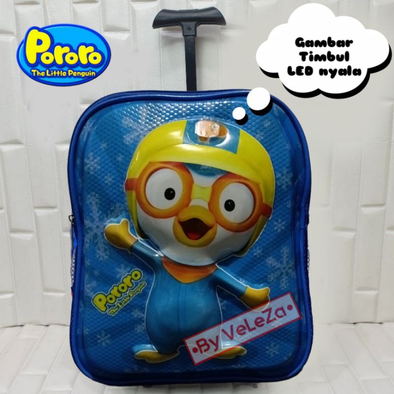 Tas Ransel Troli Anak karakter Dino led Tas PAUD TK - Tas anak